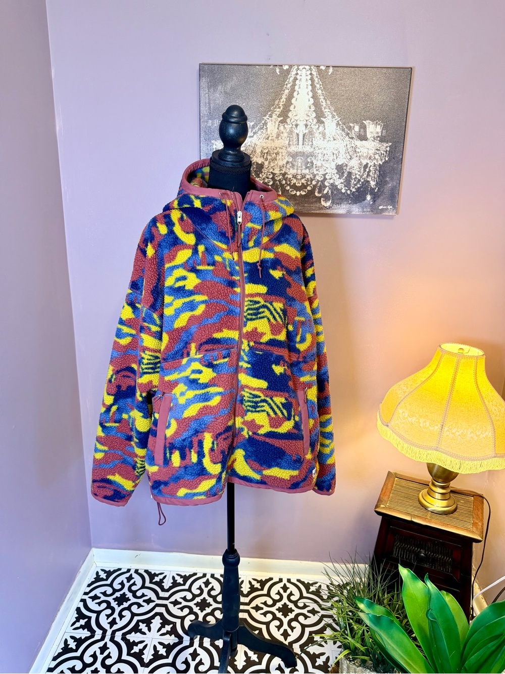 VTG The North Face Multicolor Sherpa Puffer Jacket with Hood